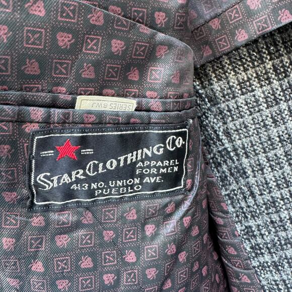 1960s 39L Mens Wool Sport Coat Gray Black Check Star Clothing Co. 3-Button VNTG - Picture 3 of 13